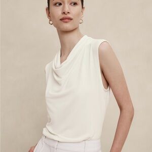 ANN TAYLOR Sleeveless Cream Cowl Neck Blouse Tank